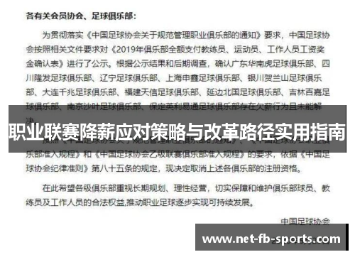 职业联赛降薪应对策略与改革路径实用指南
